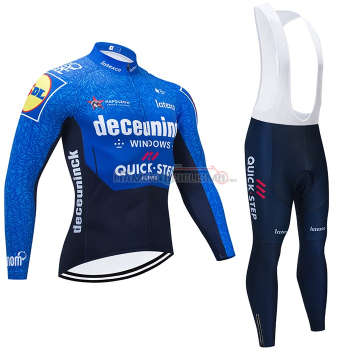 Abbigliamento Ciclismo Deceuninck Quick Step Manica Lunga 2021 Blu Nero